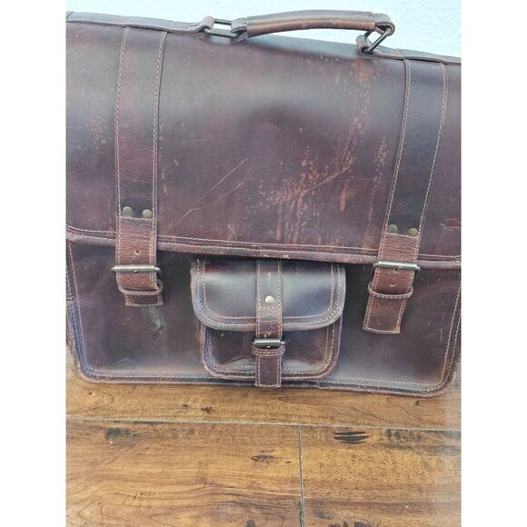 Levinson Leather Goods X-Large Stone Buffalo Leather Briefcase - Picture 2 of 11